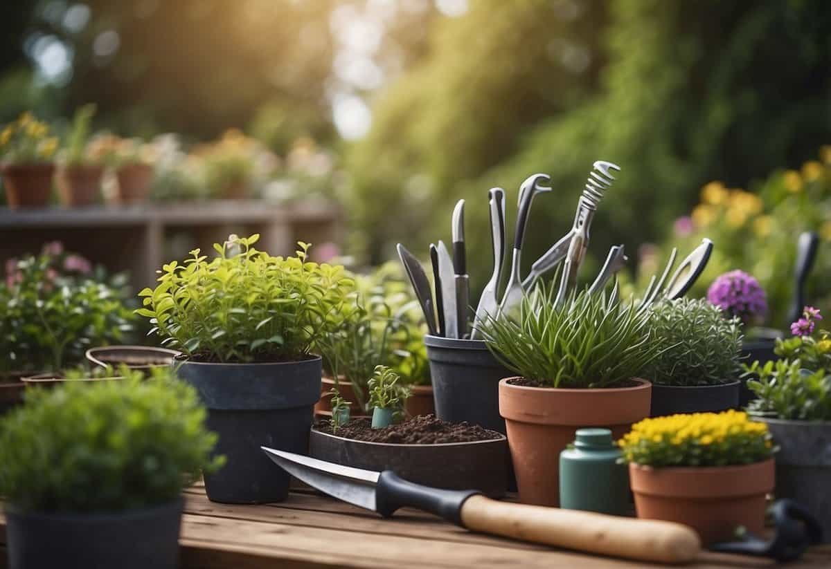 A well-kept garden with various tools, plants, and a neatly organized work area showcases the essential qualifications of a professional gardener