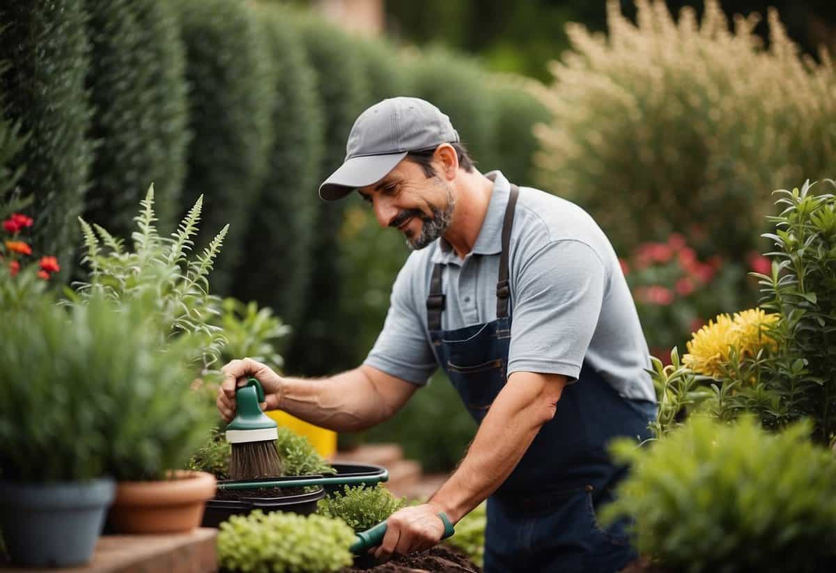 A professional gardener tends to a variety of plants, using proper tools and techniques, while maintaining client relationships with clear communication and high-quality service