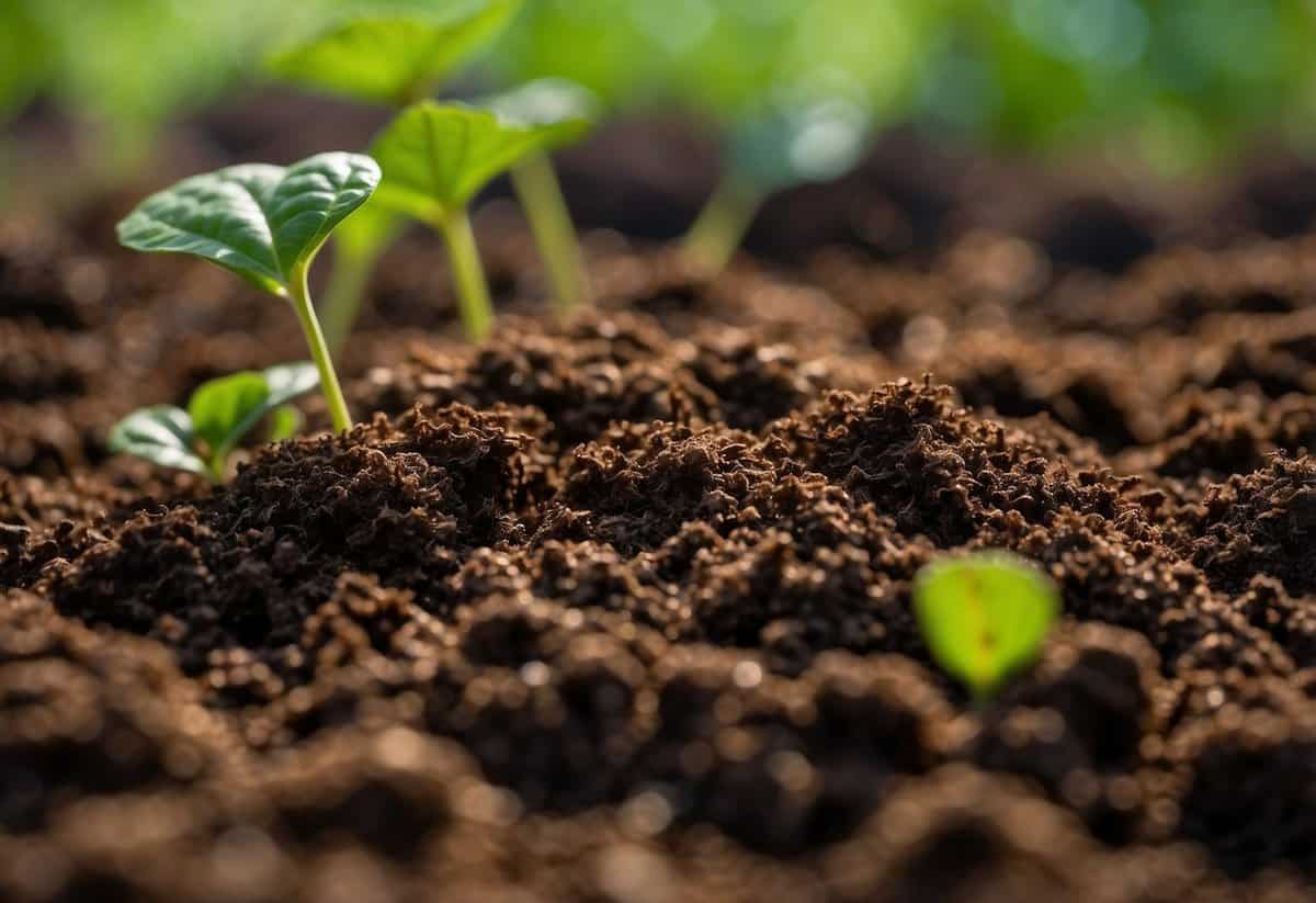 Coffee grounds scattered around plants, causing mold and attracting pests. Mulch decomposing too quickly, leading to nutrient loss and soil compaction