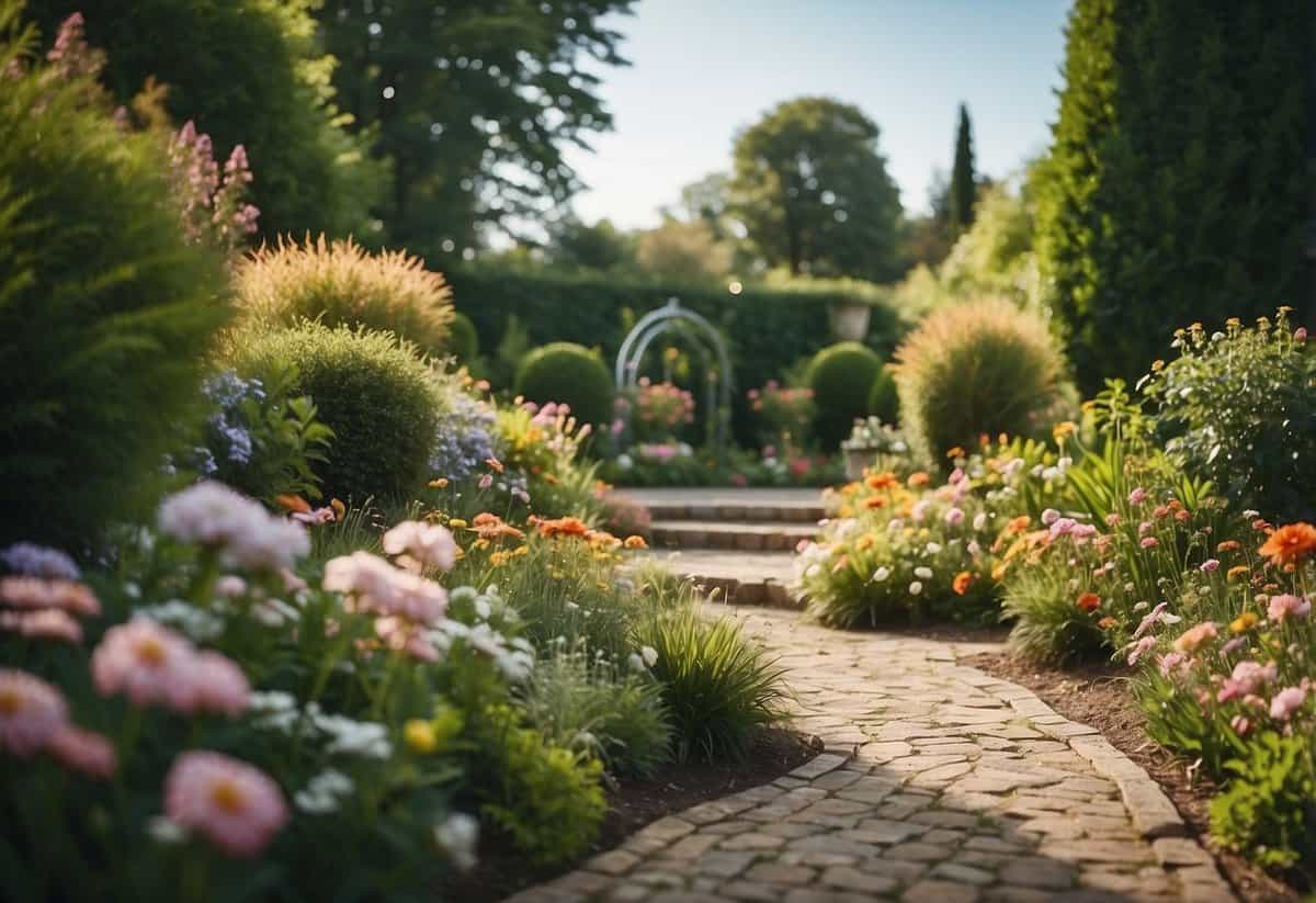 A serene garden with vibrant flowers and greenery, evoking a sense of tranquility and mindfulness