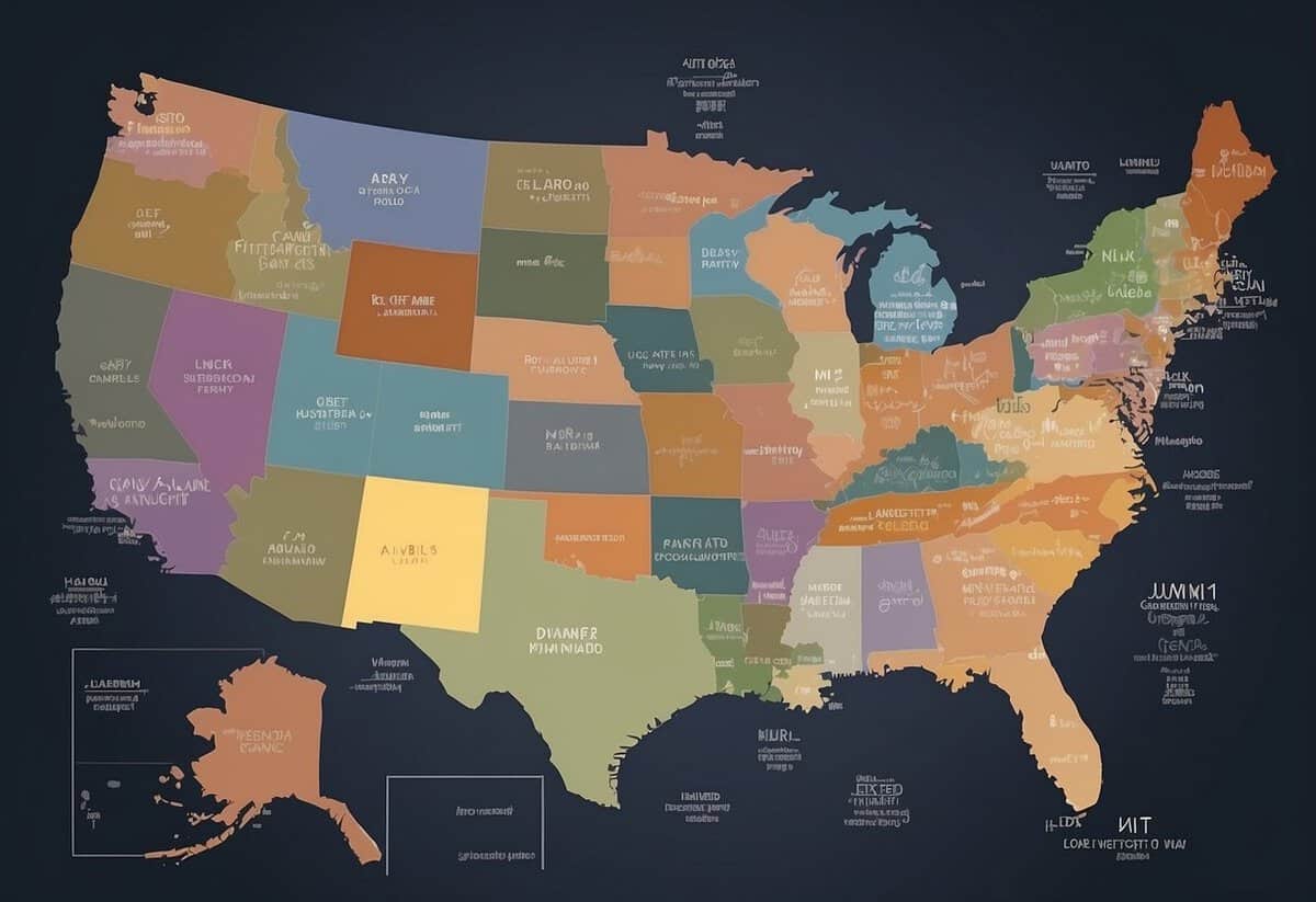 A map of the United States with varying shades of color to represent different salary levels for florists in different regions