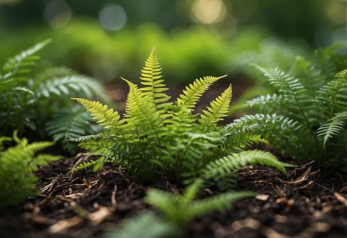 Lush green plants thrive with tea leaf mulch, while sensitive ferns wilt