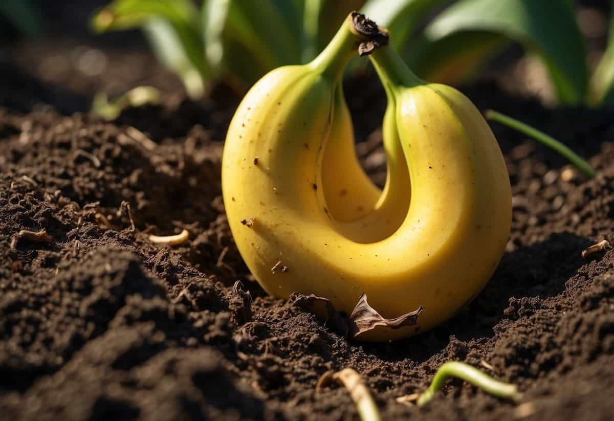 Banana peels cover garden soil, aphids avoid them