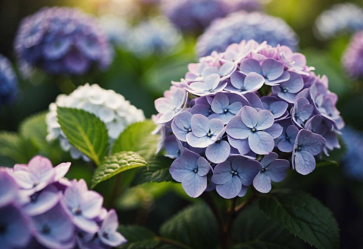 Hydrangeas being planted in a vibrant garden in early spring