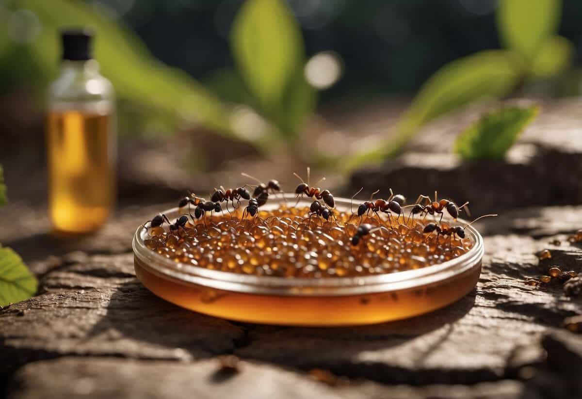 Ants are blocked by sealed cracks and food stored in airtight containers. Vinegar and essential oils repel them