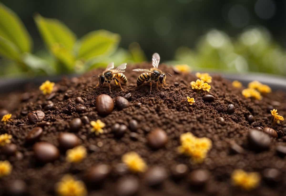 Coffee grounds scattered around outdoor areas. Wasps avoid the scent. Use in gardens, patios, and outdoor dining spaces