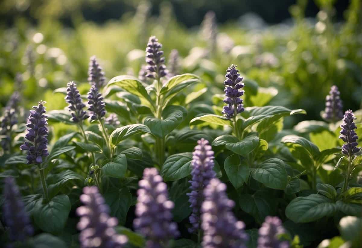 A garden filled with basil, mint, and lavender. Flies swarm around but quickly disperse, repelled by the strong scents