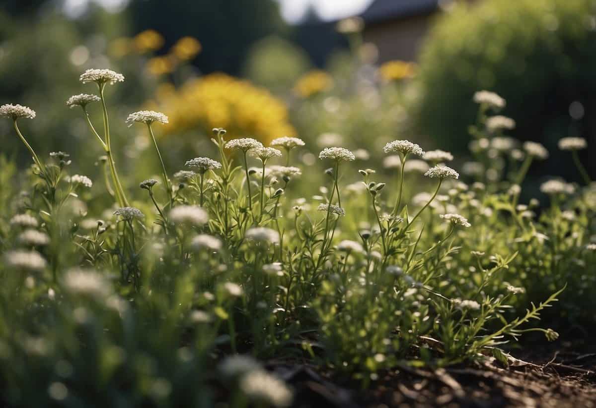 A neglected garden with overgrown weeds, pests, and disease-ridden plants