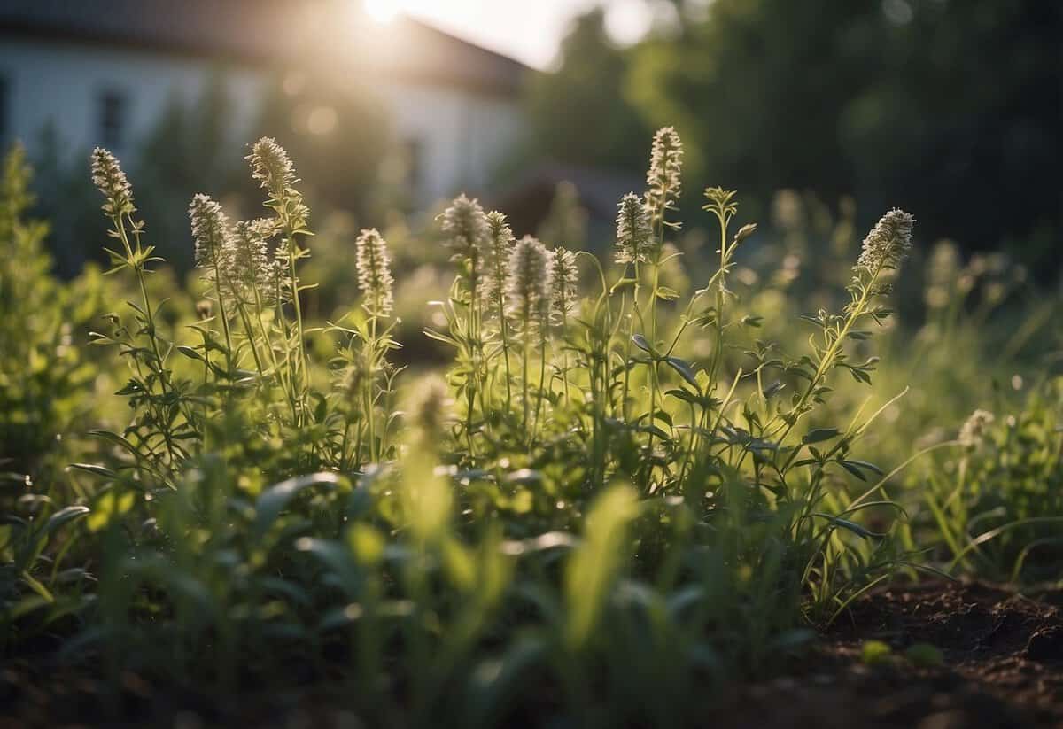 A neglected garden with overgrown weeds and pests, lacking proper maintenance and care