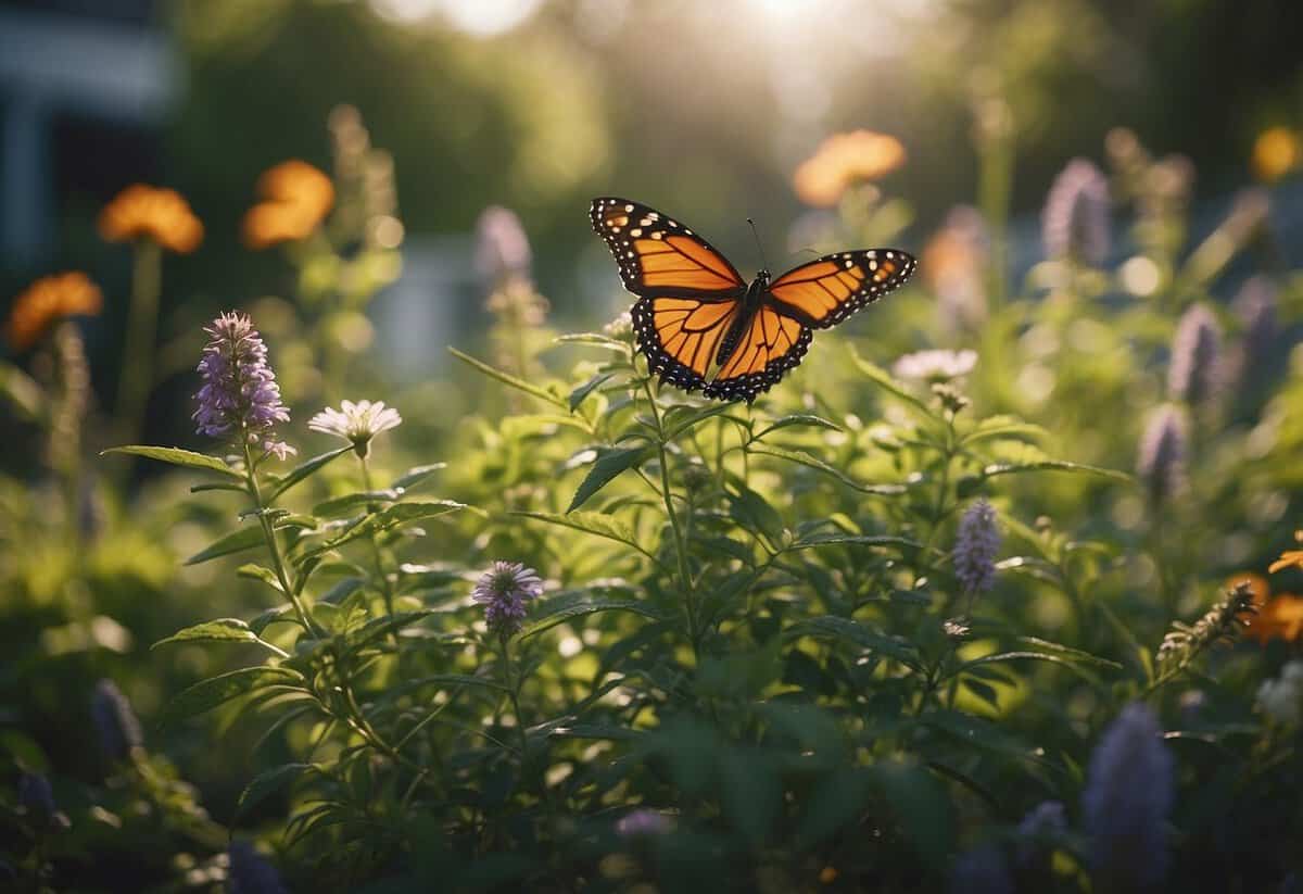 A diverse array of native plants thrives in a well-designed garden, attracting various species of birds, butterflies, and insects