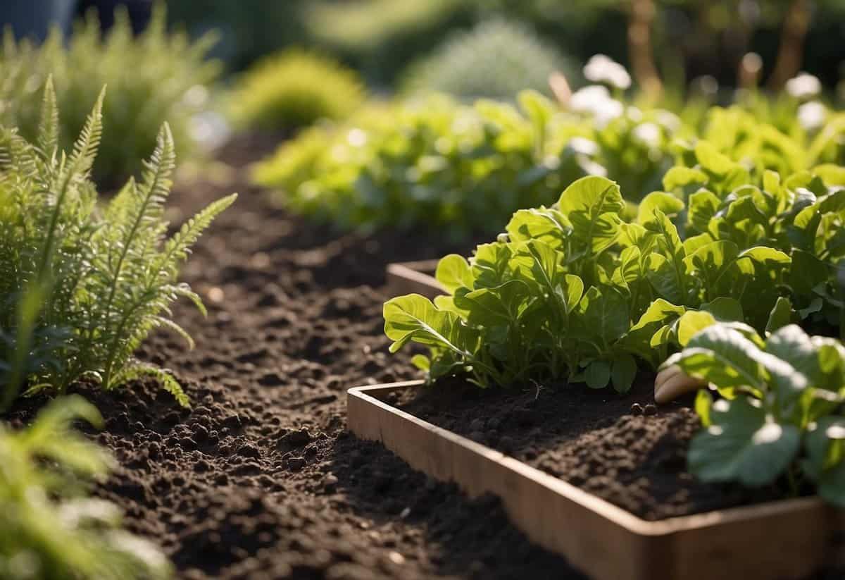 Lush garden beds being prepared with rich soil and carefully selected native New Zealand plants for seasonal planting