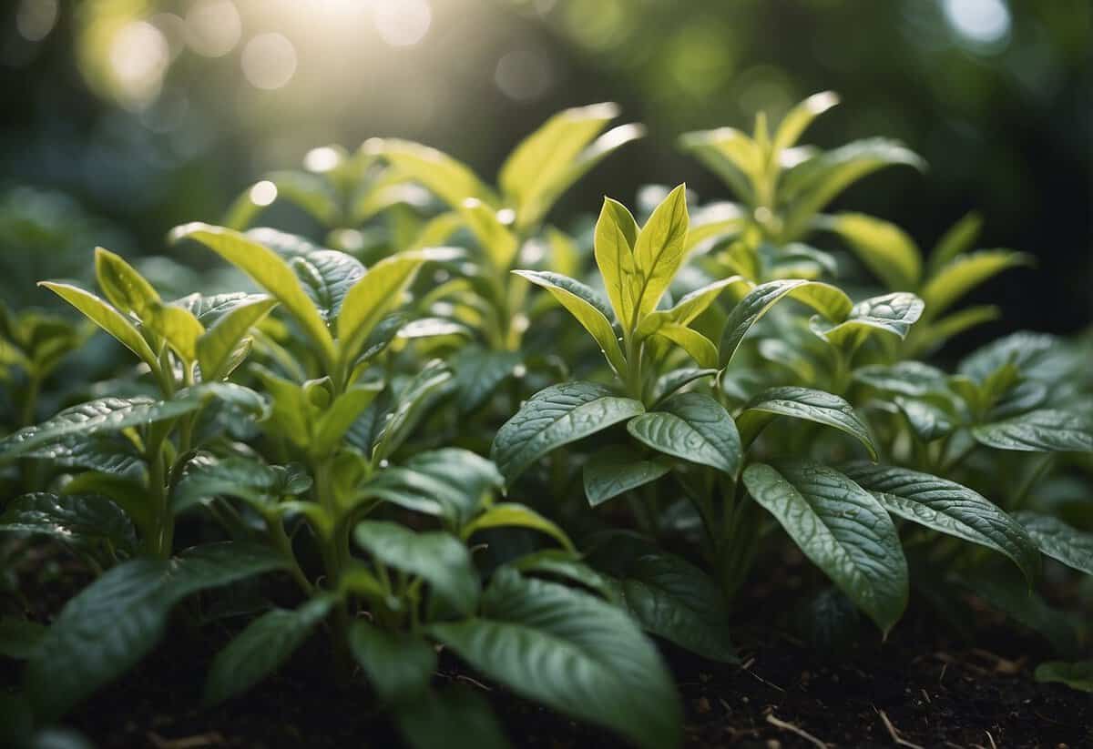 Plants intermingled to repel pests in a lush garden