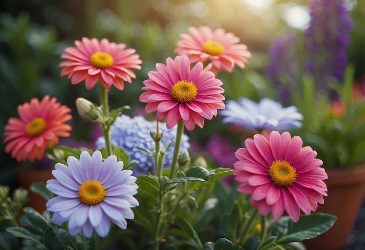 Vibrant flowers mix in a charming garden, showcasing adorable home gardening tips