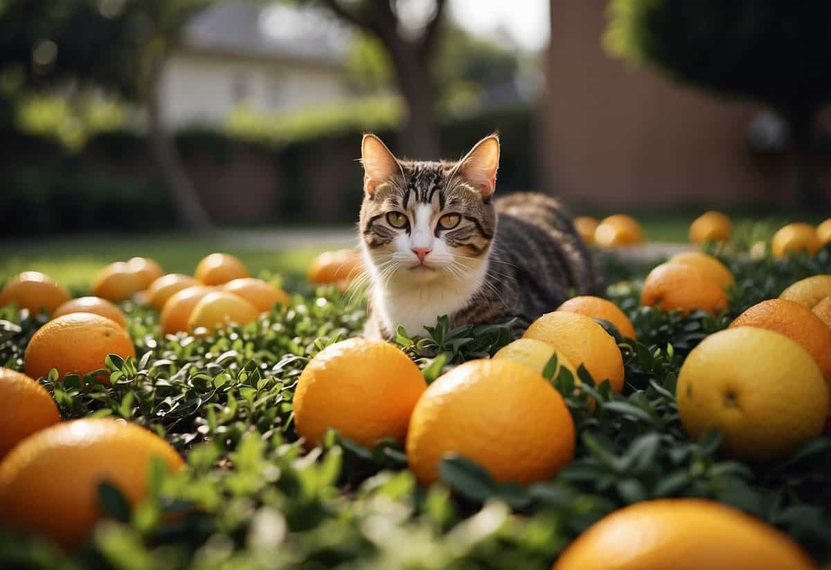 Citrus peels scattered around garden perimeter deter cats