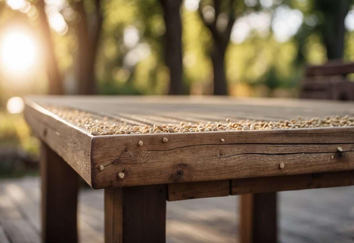 Rough sand spots on wooden garden furniture. Maintenance tips