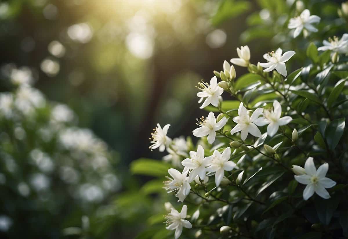 Lush jasmine garden with swirling air, tips pointing upward for good circulation