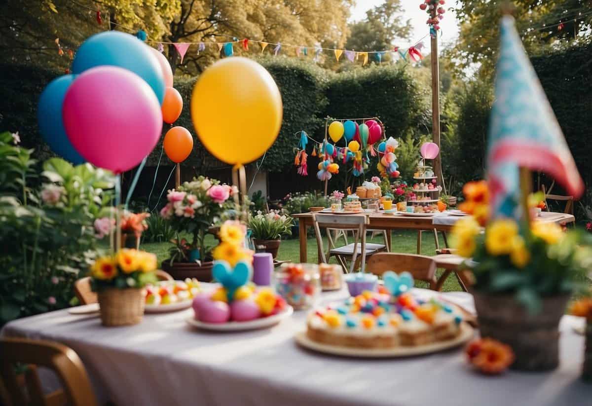 A garden filled with colorful games and decorations for a lively 60th birthday party celebration