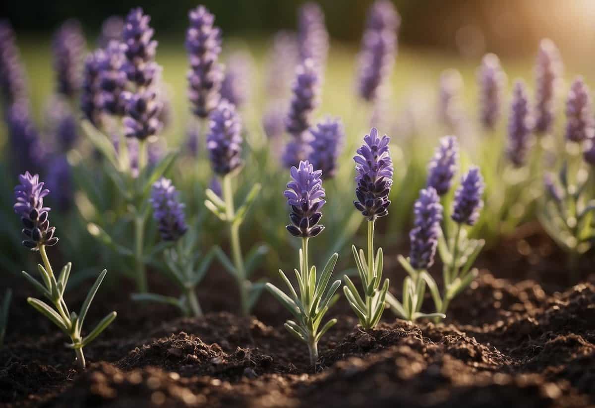 Lavender being planted in a small square garden for fragrance