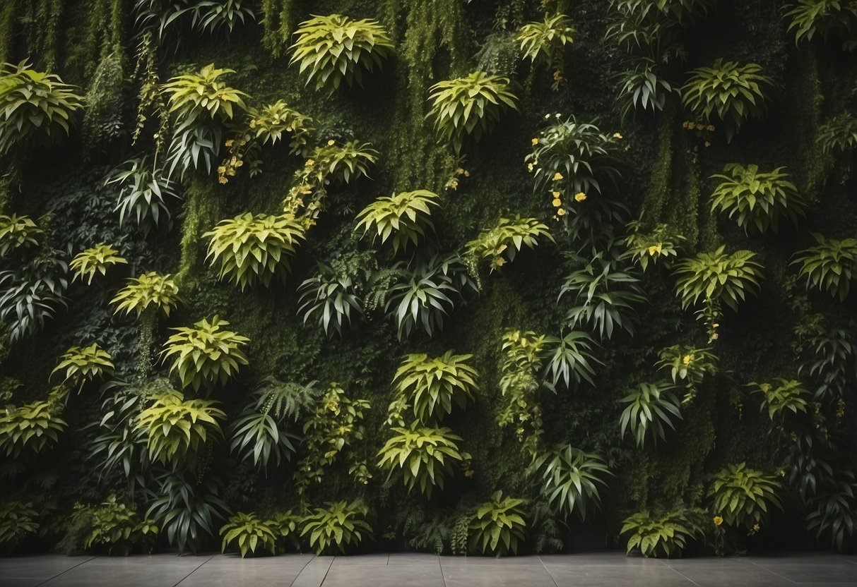 A wall covered in hanging plants, creating a natural privacy screen