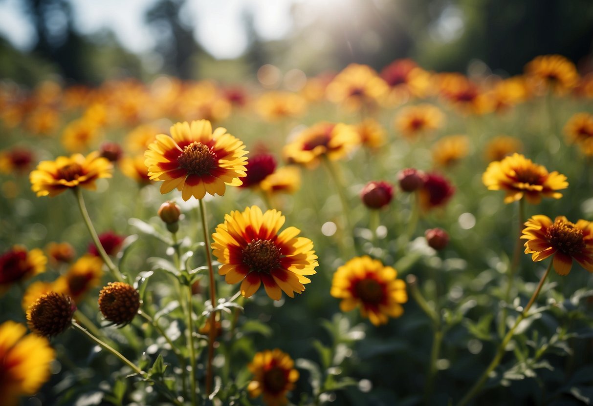 Vibrant blanket flowers bloom in a sunny garden, resilient against the elements