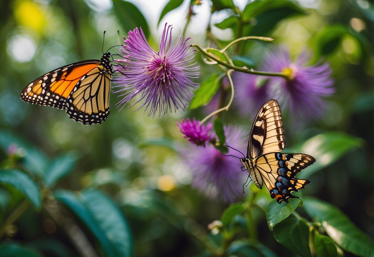 A vibrant Florida garden blooms with passionflower vines and attracts colorful butterflies