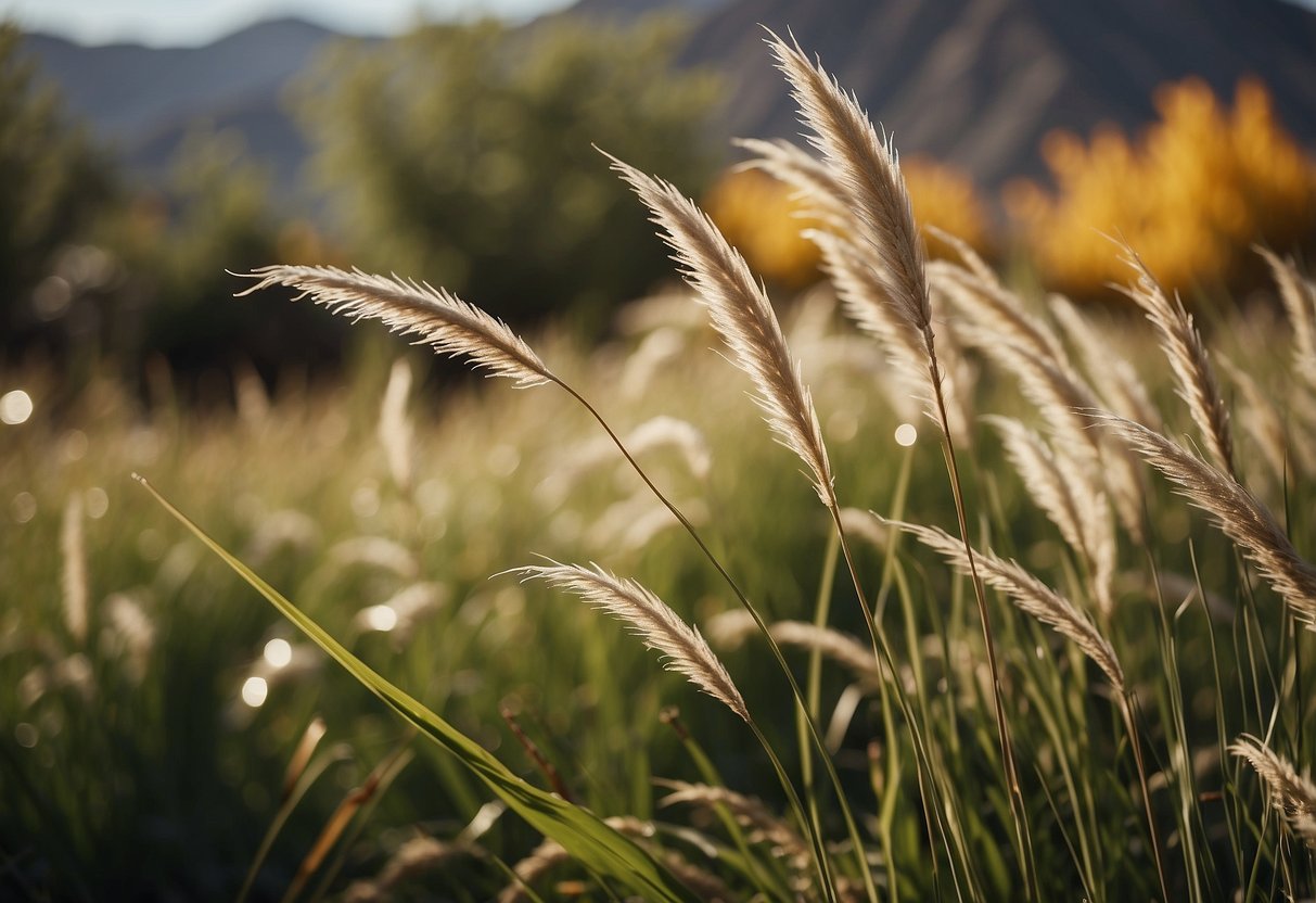 A variety of ornamental grasses sway in the gentle breeze, creating a beautiful and natural landscape in a Utah garden