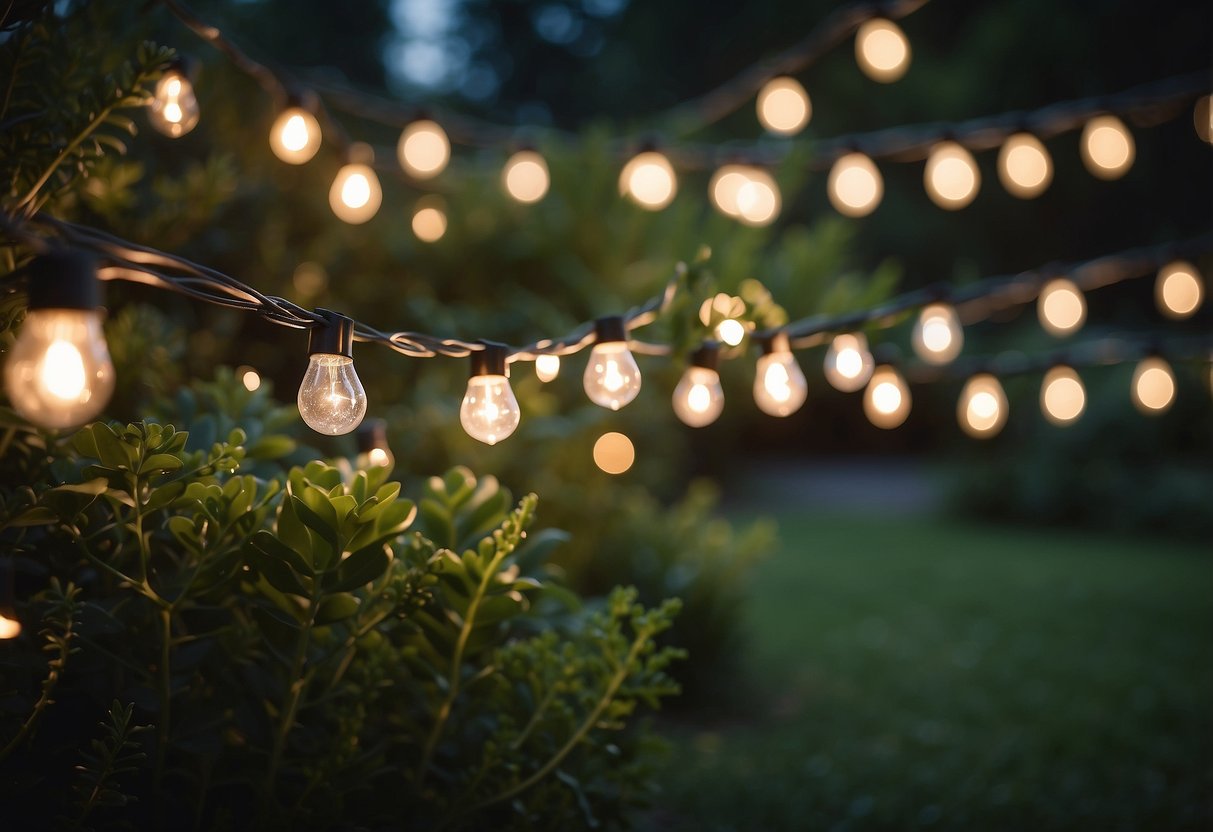 Fairy lights adorn a lush garden for a 40th birthday party