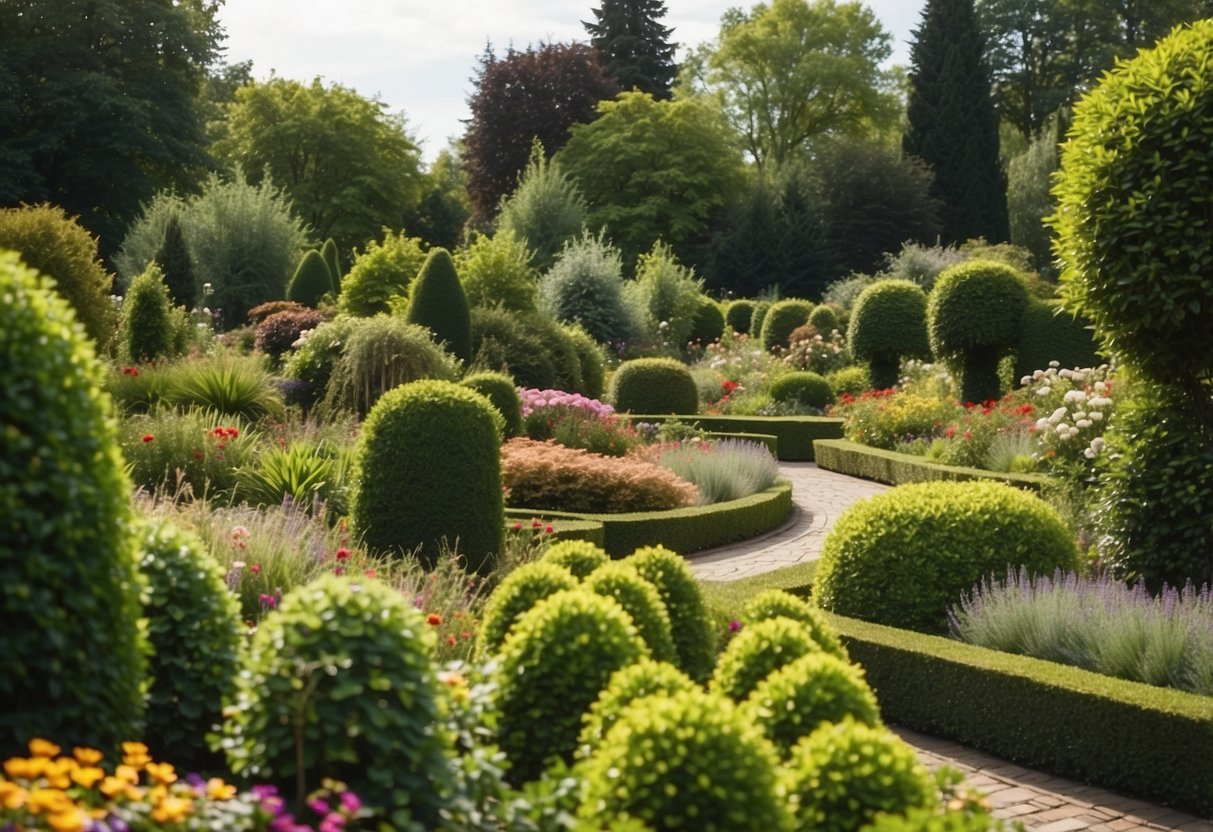 Lush gardens with vibrant flowers, neatly trimmed hedges, and winding pathways. A variety of garden designs and features showcased in the magazines