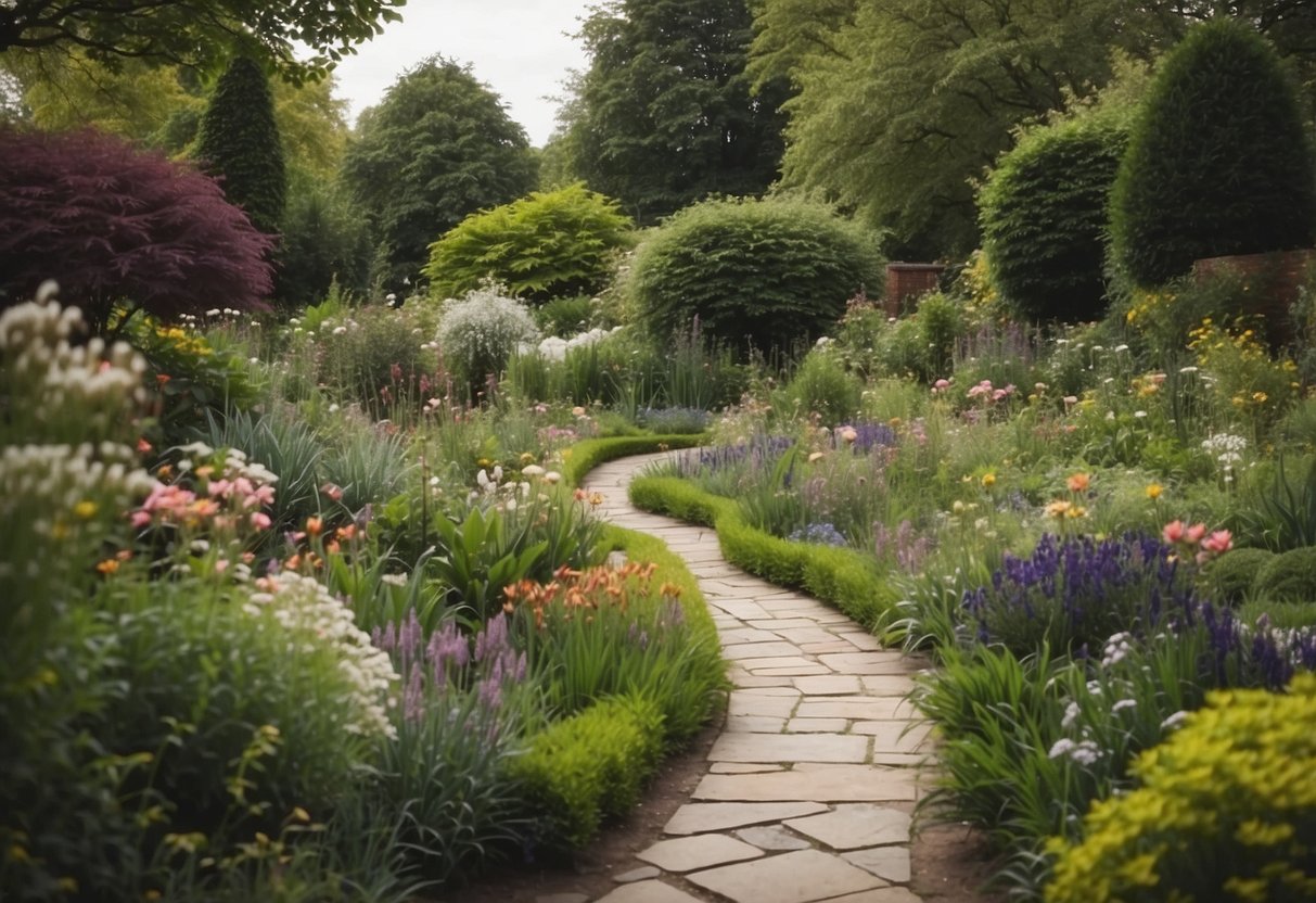 Lush greenery and colorful flowers fill the Chelsea Physic Garden in London, with winding paths and serene water features creating a peaceful and inspiring atmosphere for garden ideas