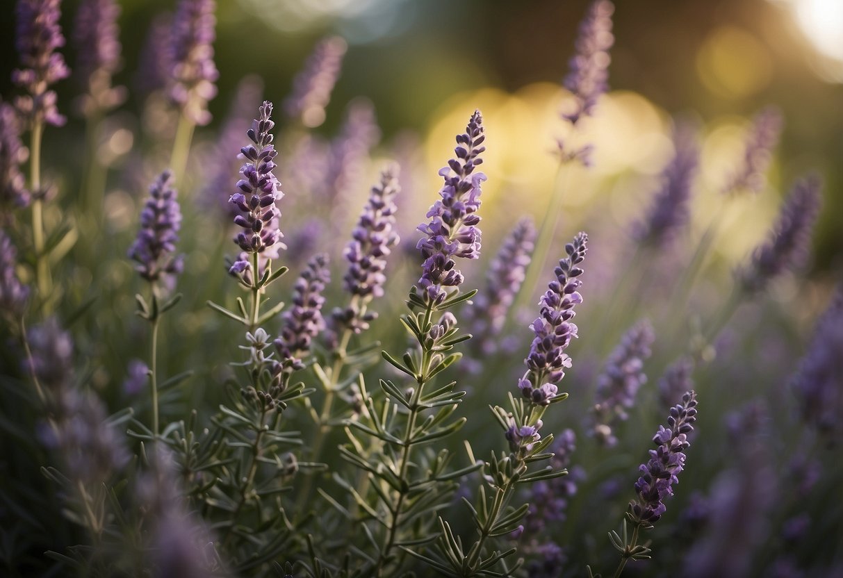 Lavender, rosemary, and jasmine bloom in a colorful garden. A gentle breeze carries their sweet scents through the air, creating a tranquil and inviting atmosphere