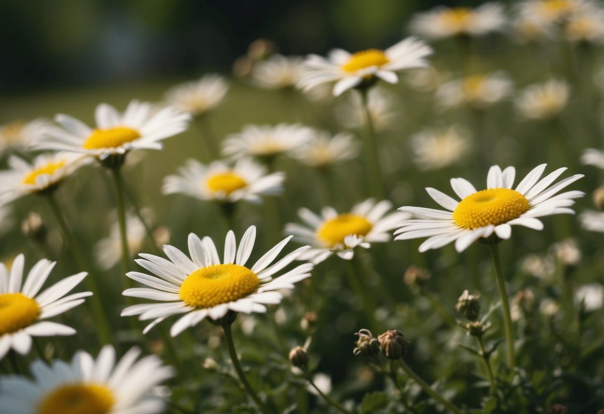 A serene garden filled with soft yellow daisies, creating a creamy and tranquil atmosphere