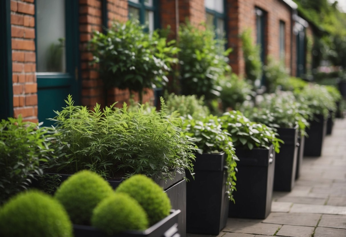 Lush green plants in recycled containers adorn a small Dublin garden