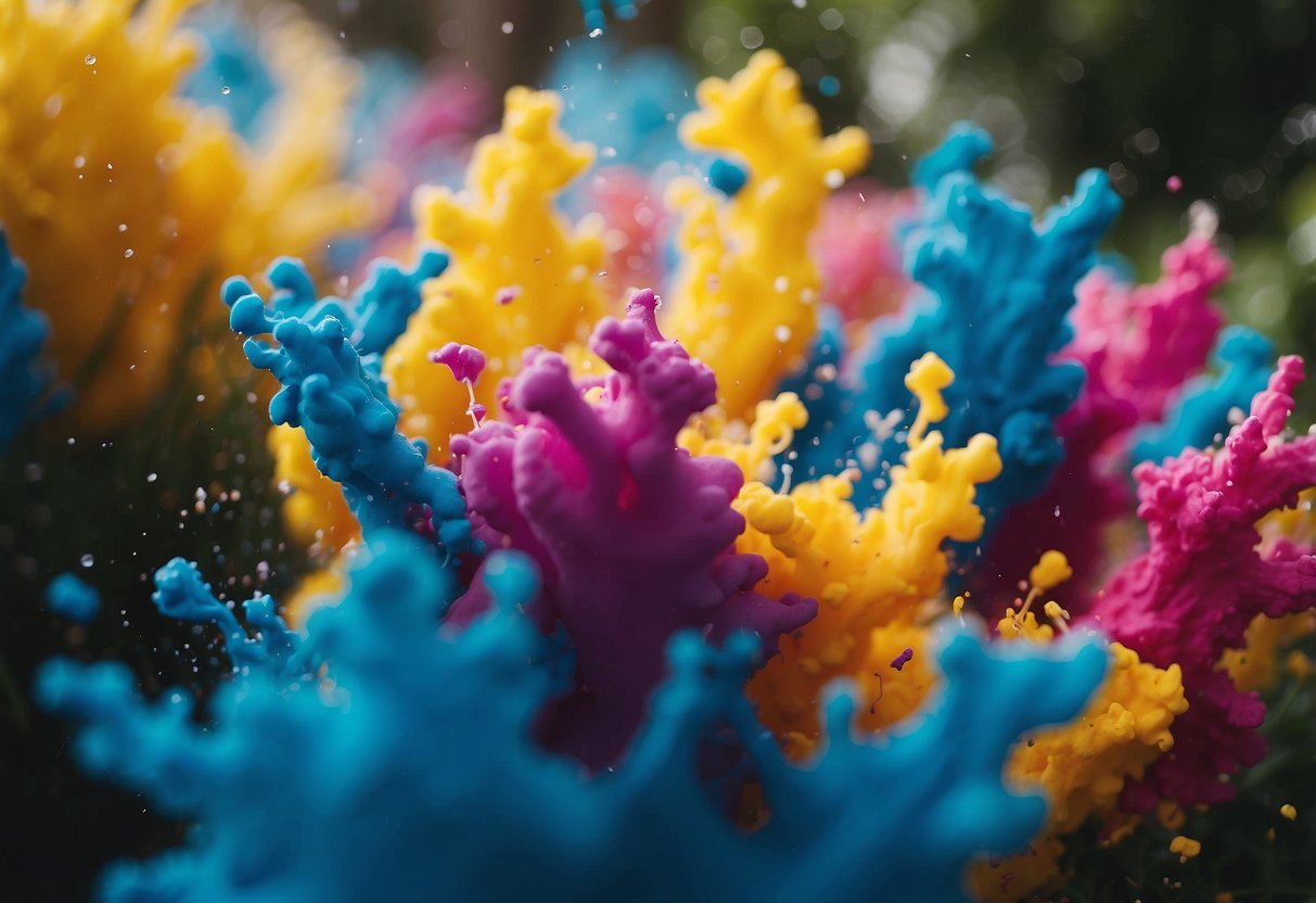 Vibrant paint splatters reveal hidden garden gender reveal ideas