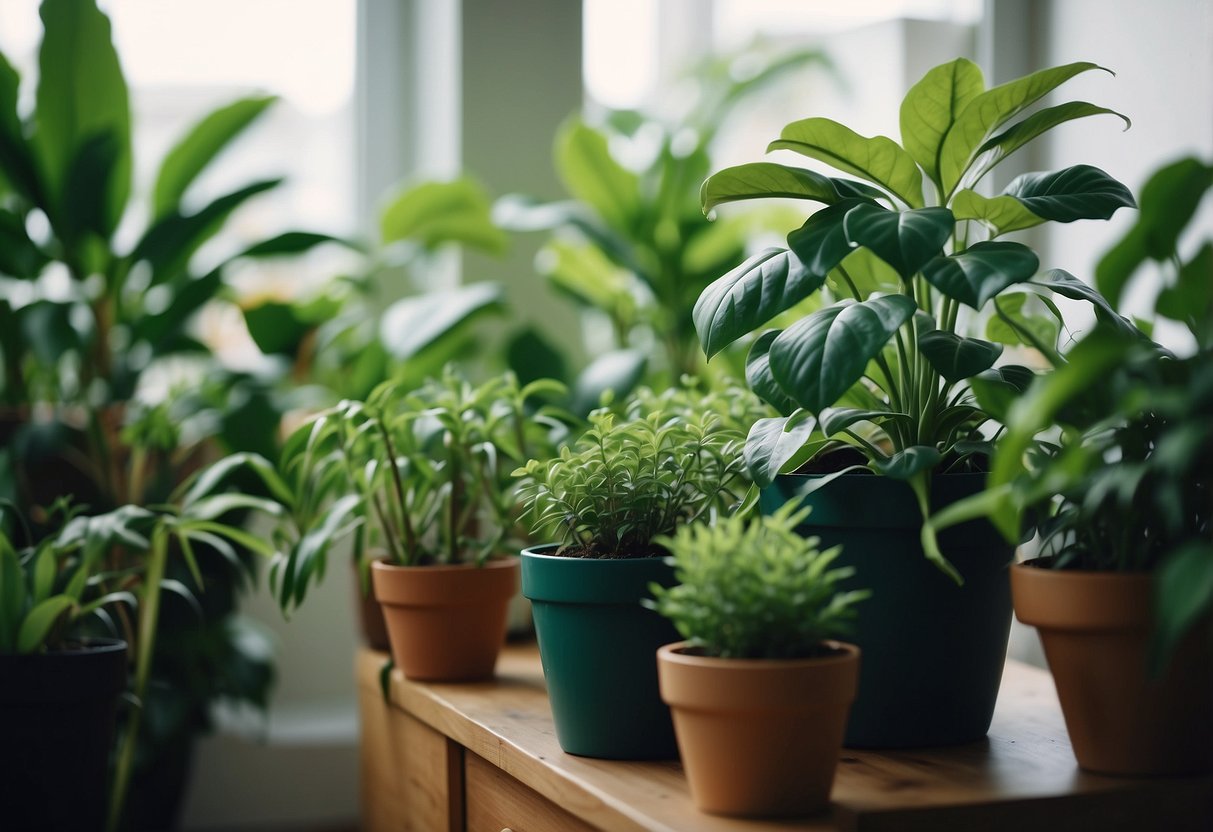 Lush green houseplants being carefully brought inside from the outdoor garden in October