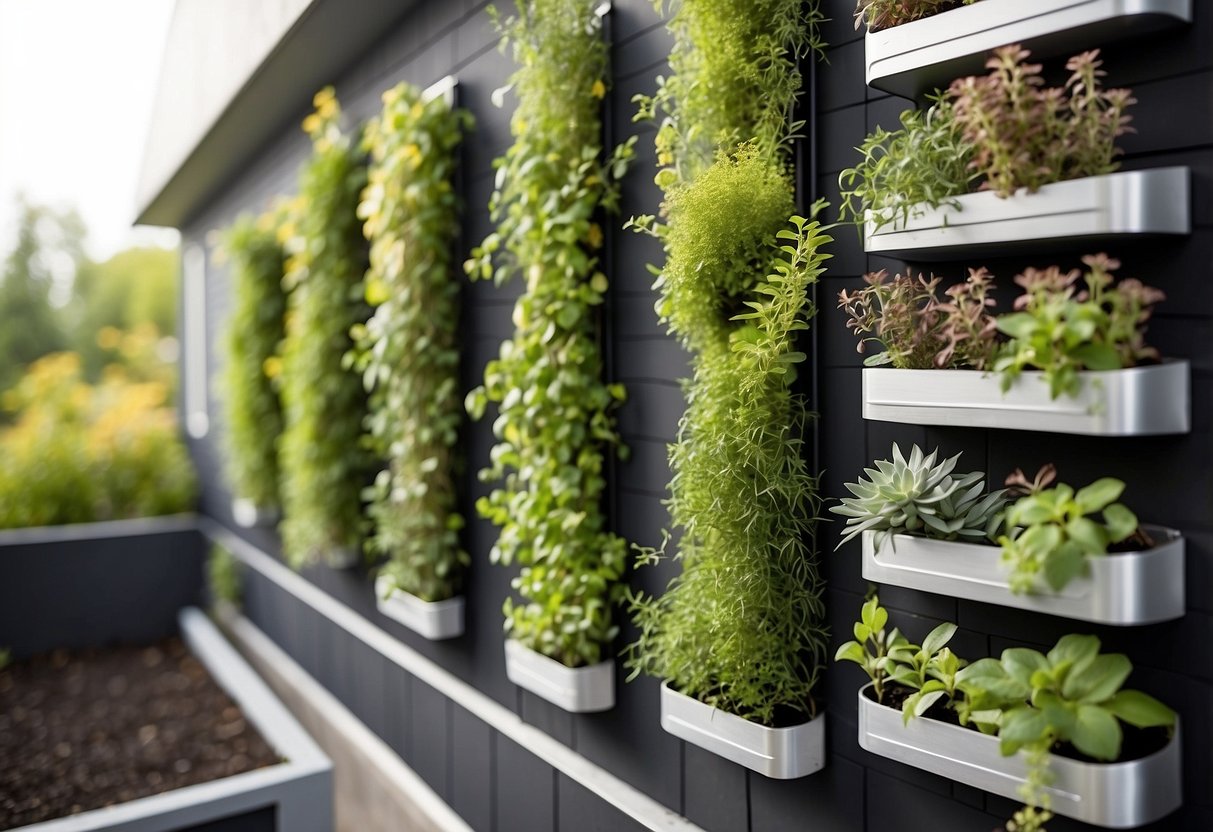 A vertical herb garden adorns the walls of an Ottawa garden, showcasing creative and space-saving ideas