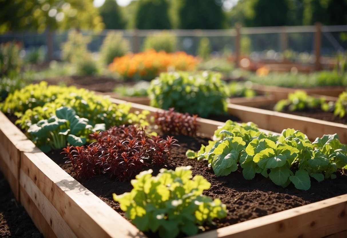 Colorful raised vegetable beds in a well-organized Ottawa garden