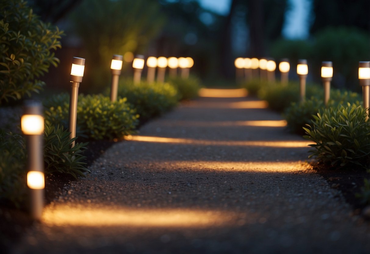 A pathway lined with PVC pipe garden lights illuminates the outdoor space, creating a warm and inviting atmosphere