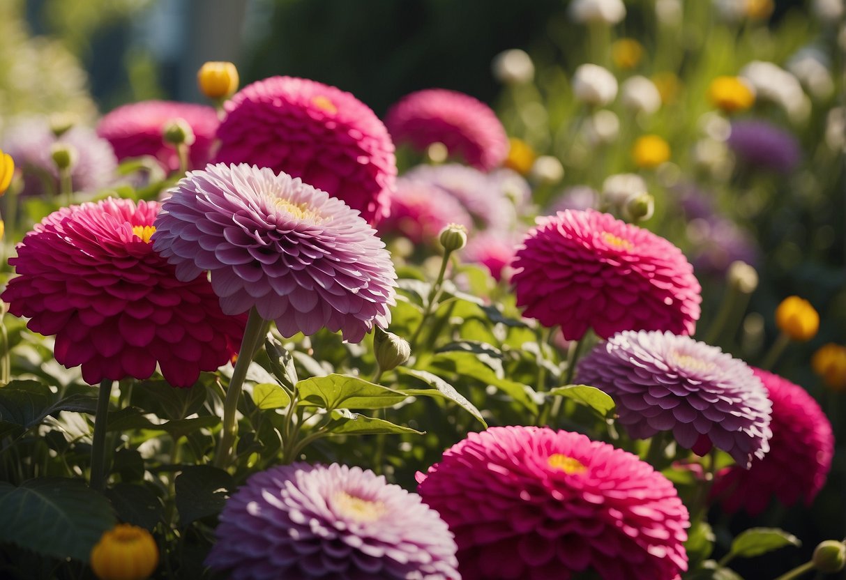 Vibrant flowers bloom in meticulously arranged beds, showcasing a regal garden design