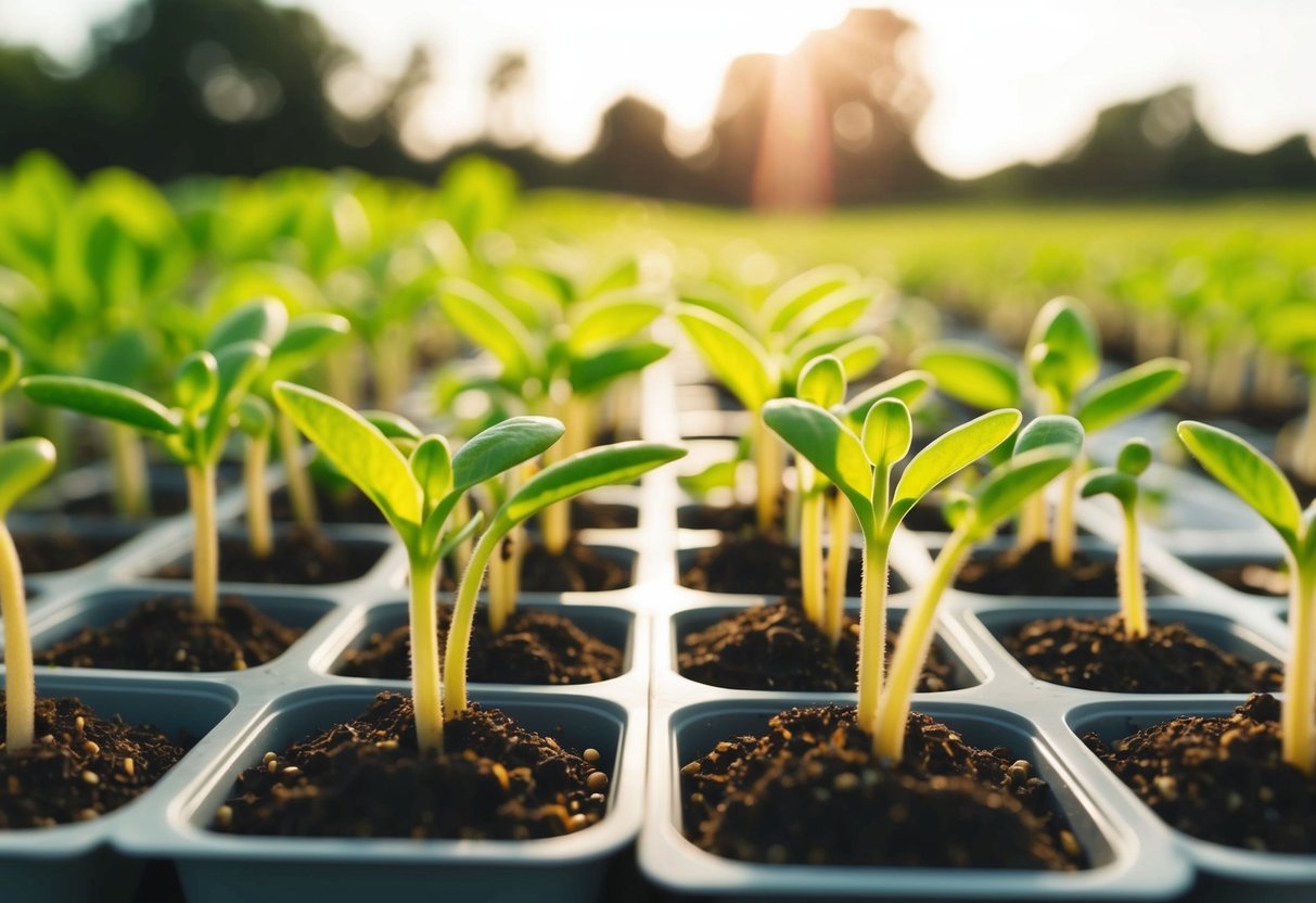 A variety of seeds sprouting and growing rapidly, with visible progress in just three days