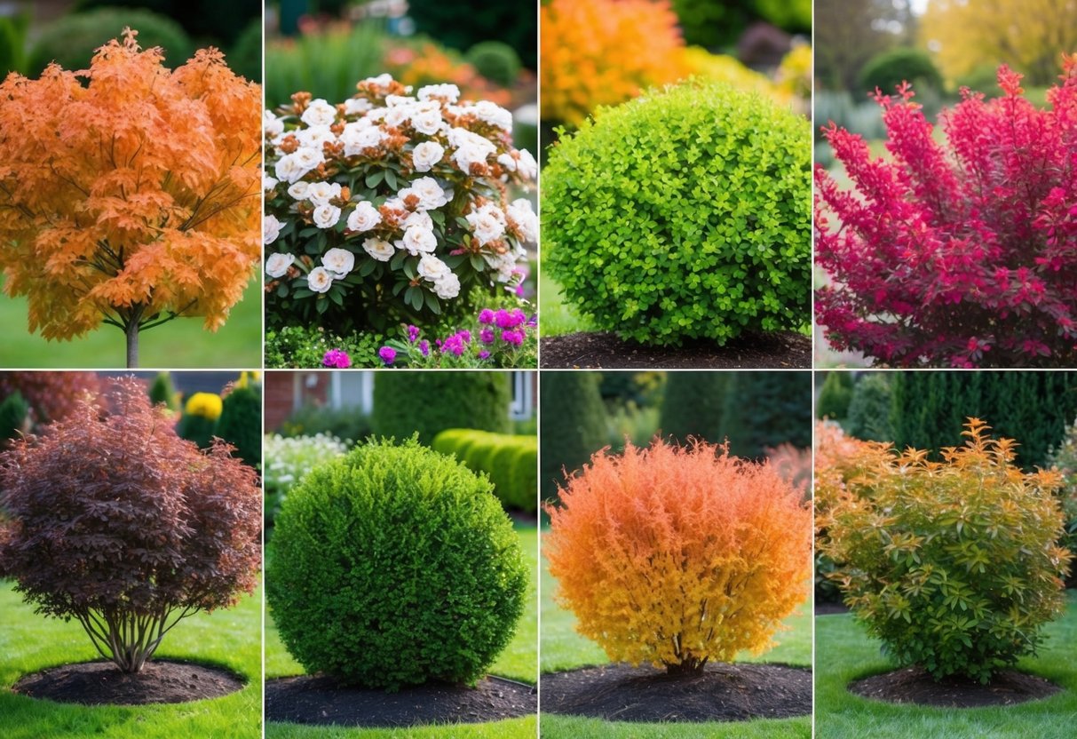 A garden with vibrant shrubs in bloom for each season, from the bright blossoms of spring to the fiery foliage of autumn