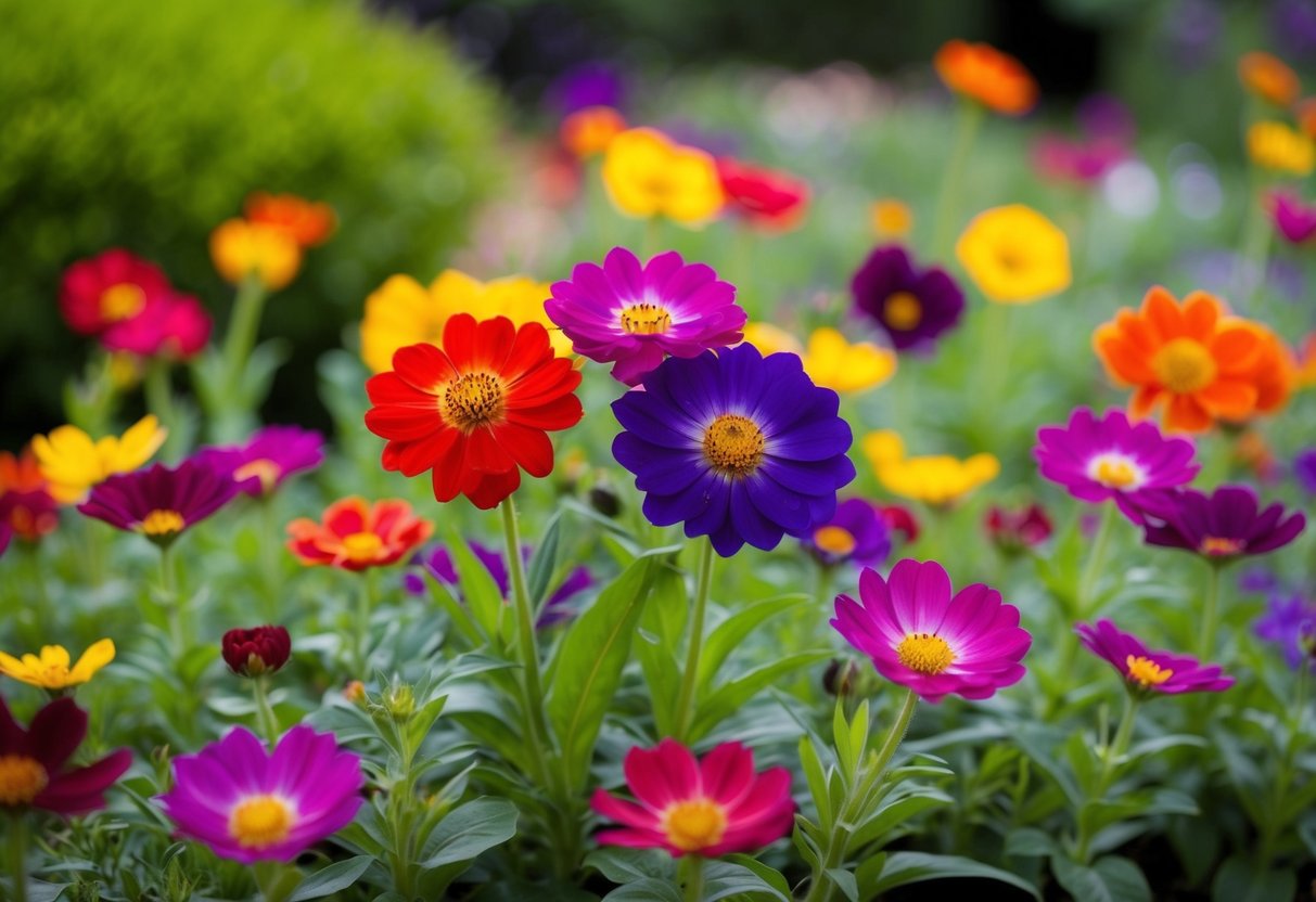 A colorful, vibrant flower blooming effortlessly in a well-tended garden bed