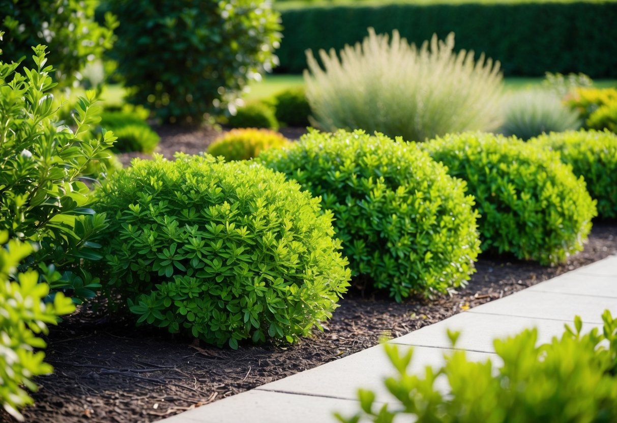 Lush green shrubs and ground covers thrive in a well-maintained outdoor landscape, providing resilience and beauty