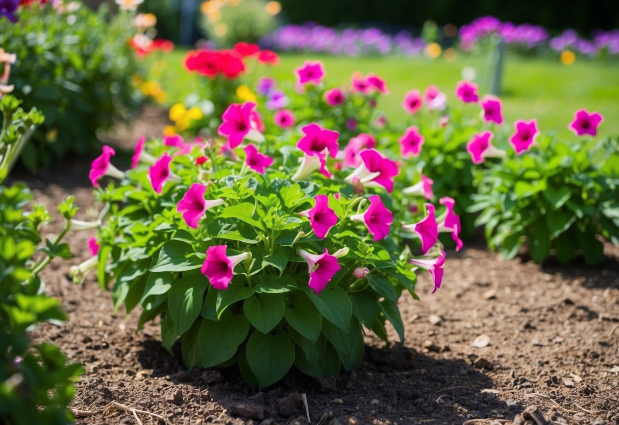 A sunny garden with well-drained soil and ample space for petunias to thrive