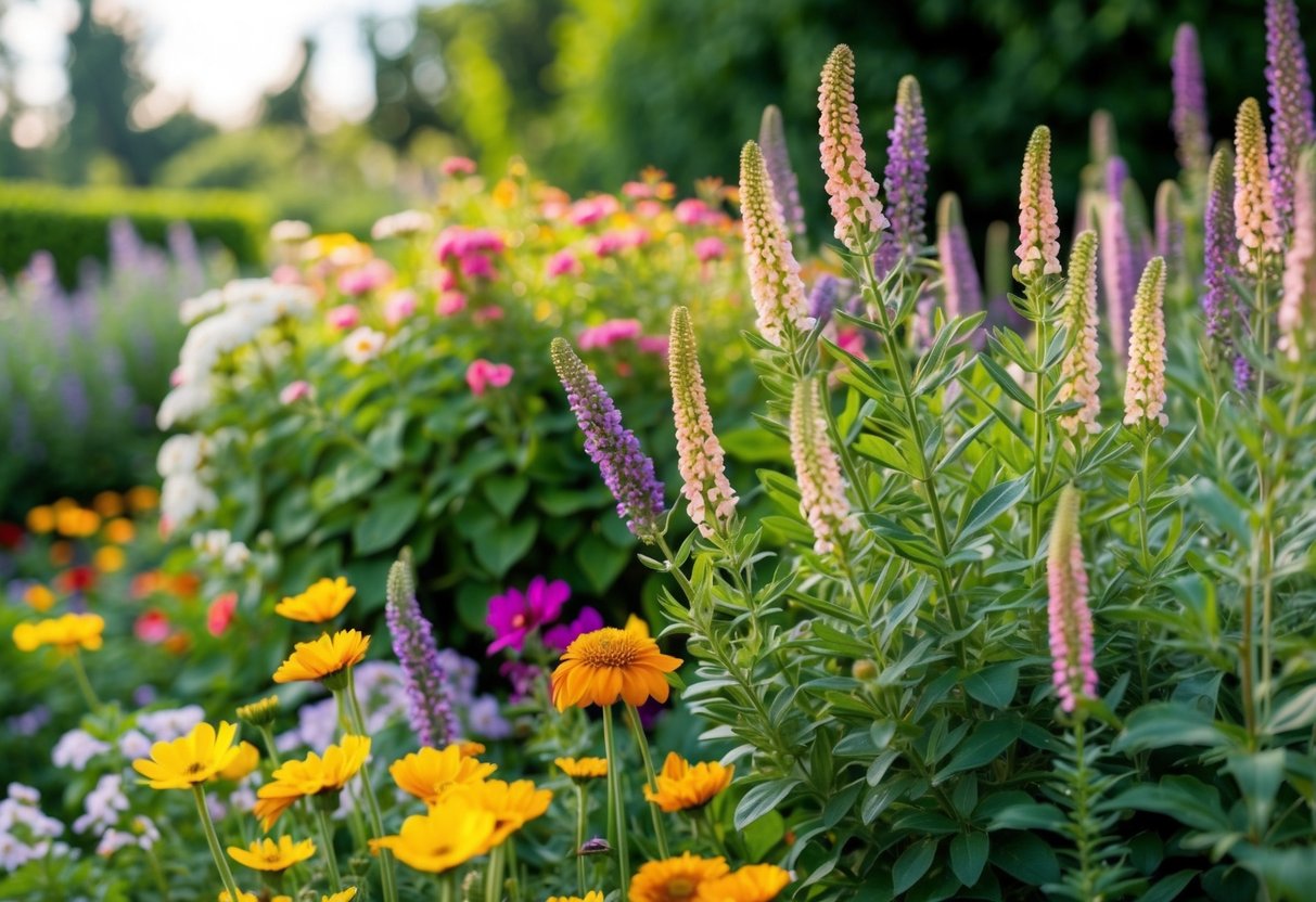 A garden with a variety of perennial flowers in full bloom, showcasing their everlasting beauty