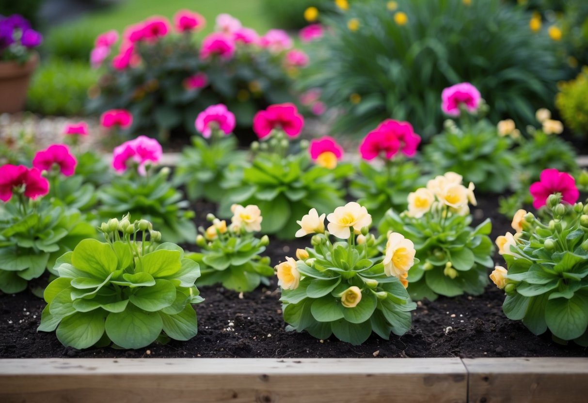 A lush garden bed with begonias spreading and regrowing each year, showcasing their propagation and overwintering strategies