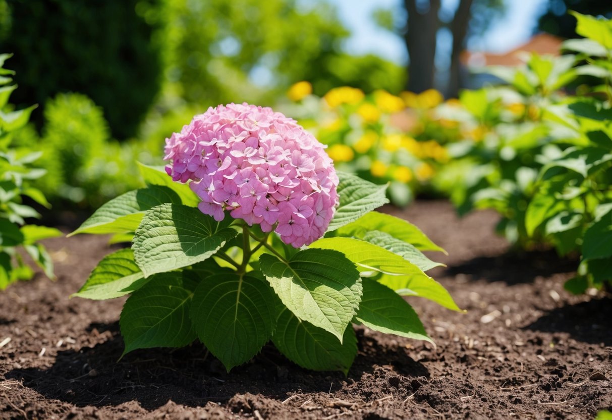 A sunny garden with rich, well-drained soil and dappled shade for a hydrangea plant