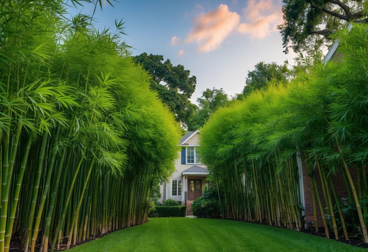 Lush bamboo grove encroaching on neighboring homes' foundations