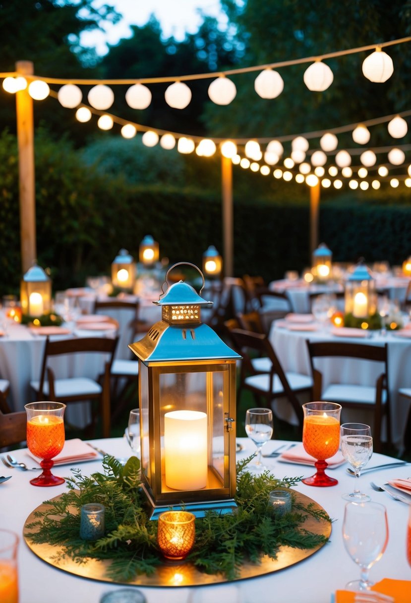 A garden party with vintage lantern centerpieces illuminating the 40th celebration